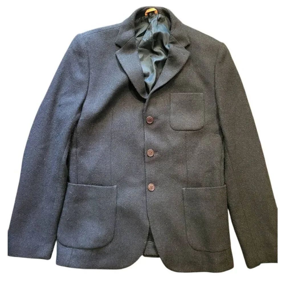 Far Afield Blazer Men's Medium Green 3 Button Wool Blend Woven Warm